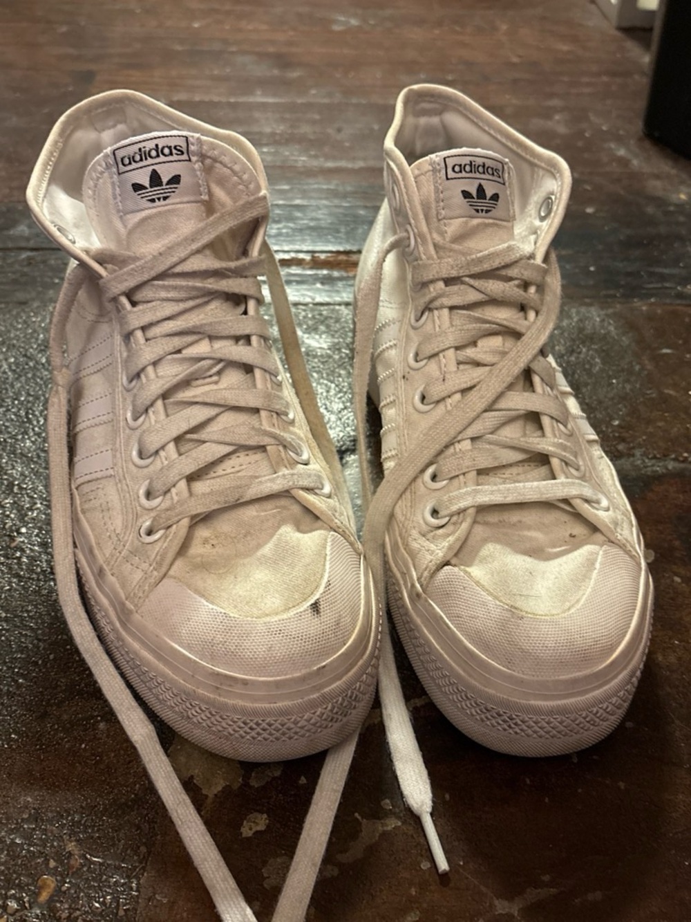 adidas Off-White/Light Gray High-Top Sneakers
